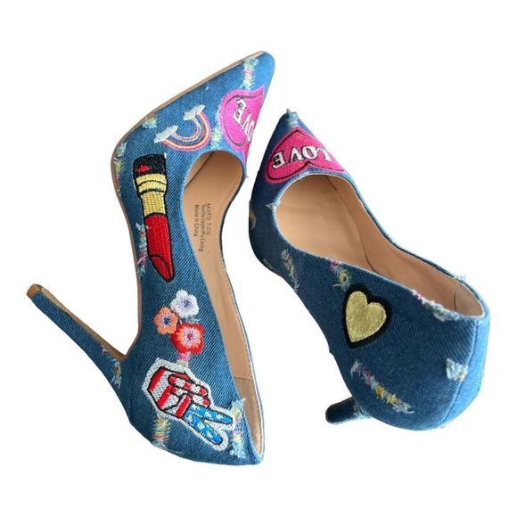 Penny Loves Kenny Blue and Pink Heart Heels - Picture 5 of 8